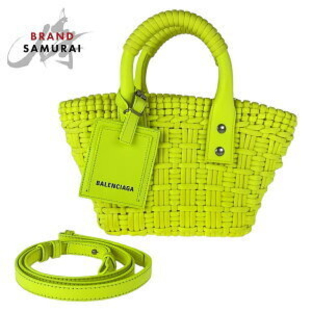 BALENCIAGA Bistro XXS neon yellow bag Nylon leather crossbody shoulder handbag